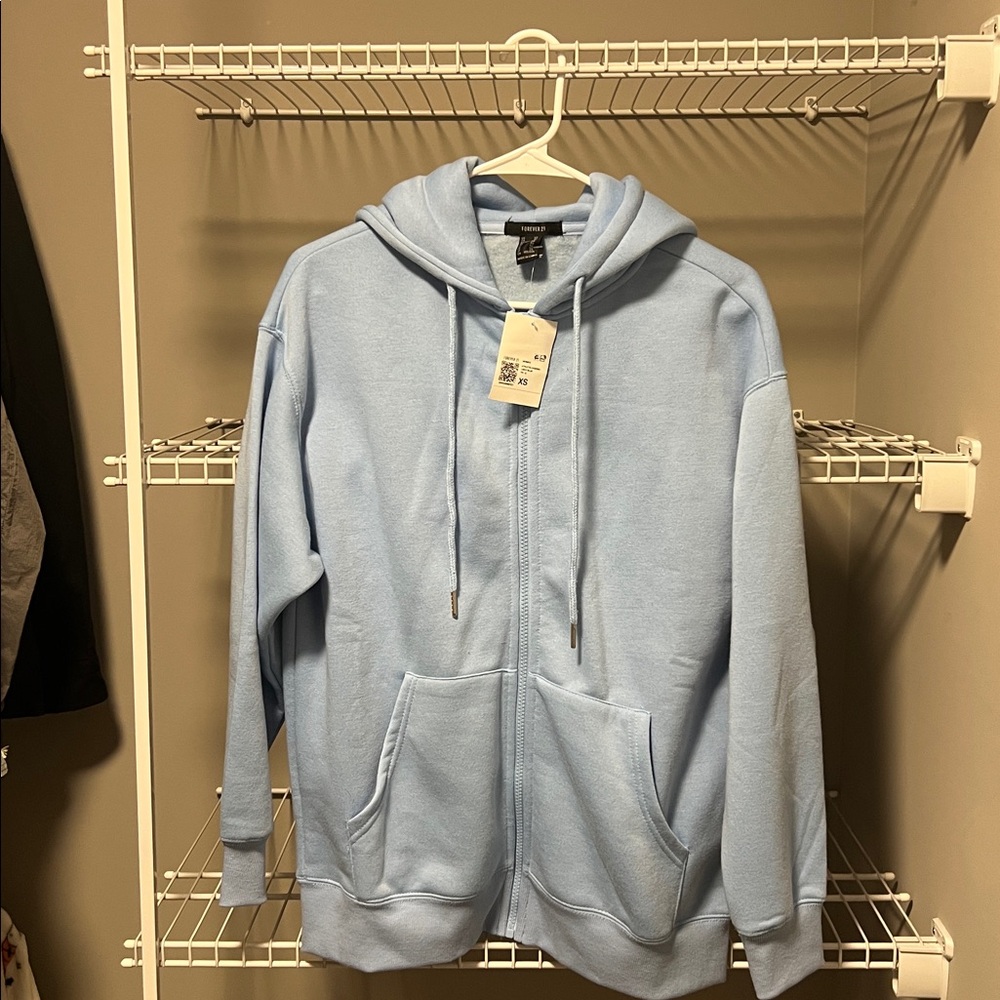 NWT * Forever 21 Sky Blue Oversized Hoodie Size XS
